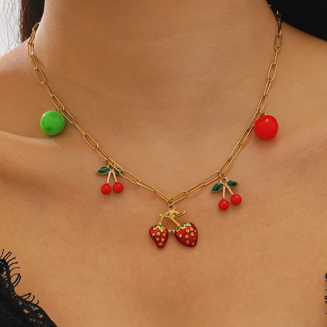 Wholesale Fruit Geometric Pendant Clavicle Necklace